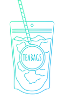 Green, Line Art Illustration of a tea bag with a straw