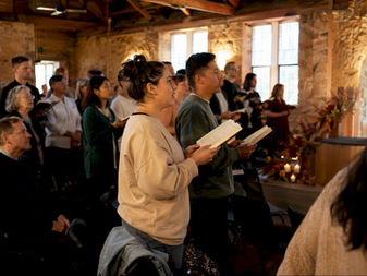Church congregation participating in communal worship