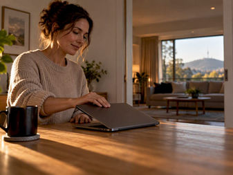 Person closing laptop to begin Sabbath rest