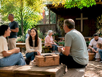 Community gathering inside church hall
