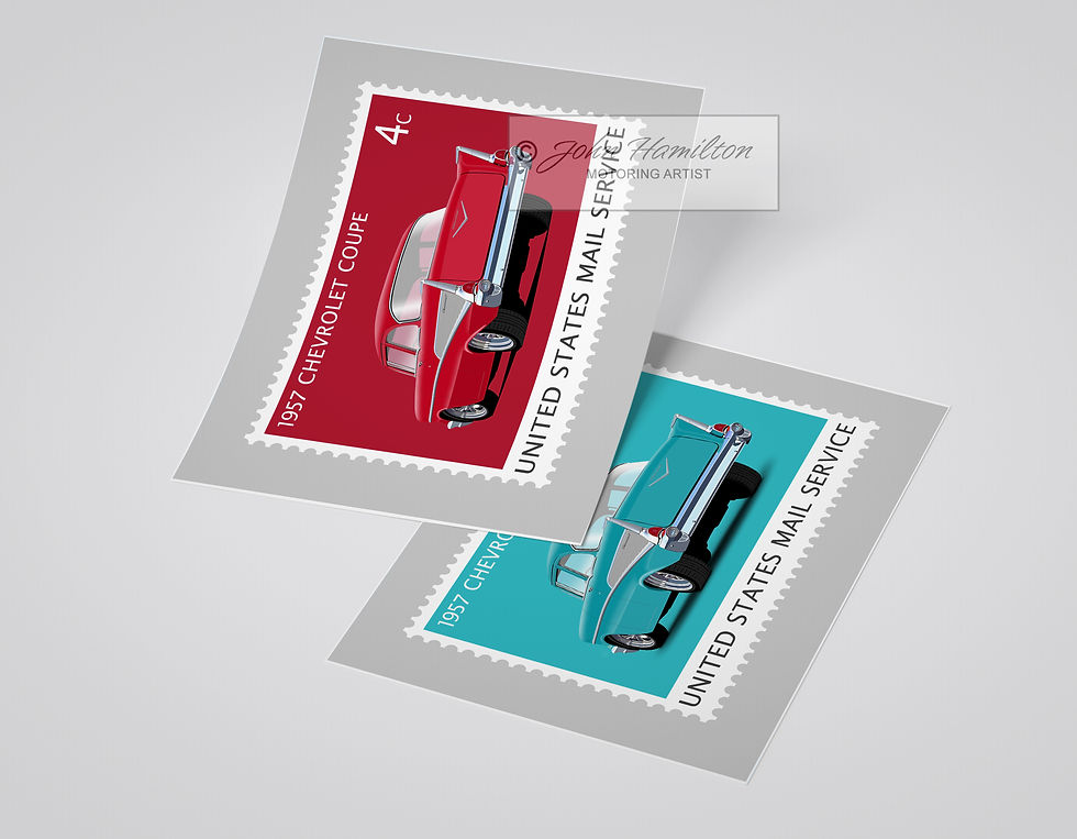 Thumbnail: 1957 Chevrolet Stamp Art Print