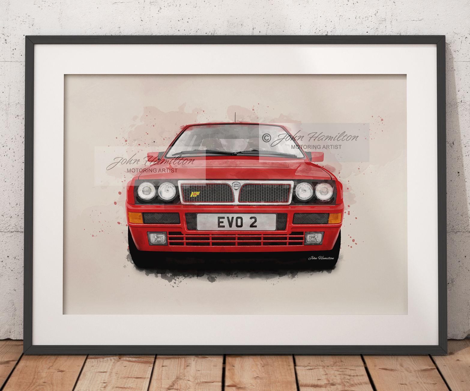 Lancia Delta Integrale Evo 2 Red Abstract Print
