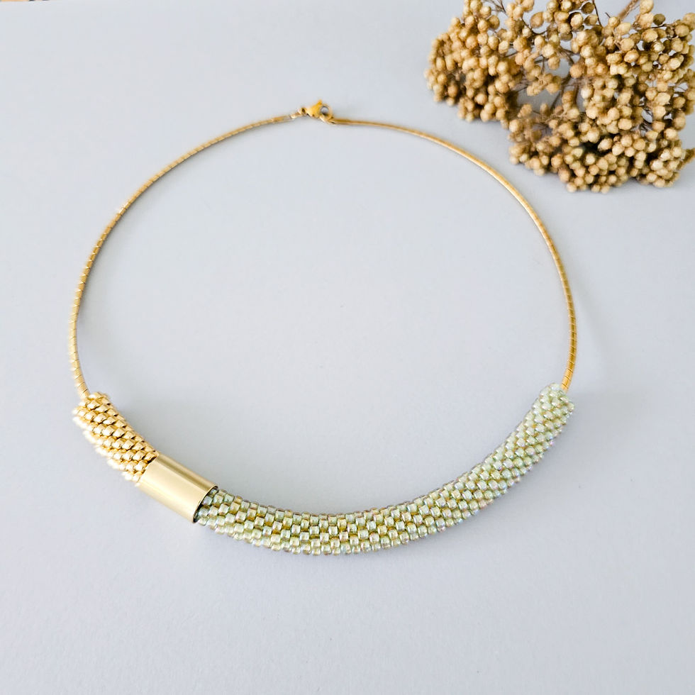 Aria Necklace -Minty Aqua & Gold