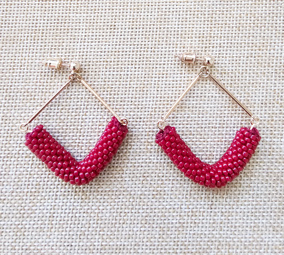 Thumbnail: Olsa Geometric Earring - Ruby Red