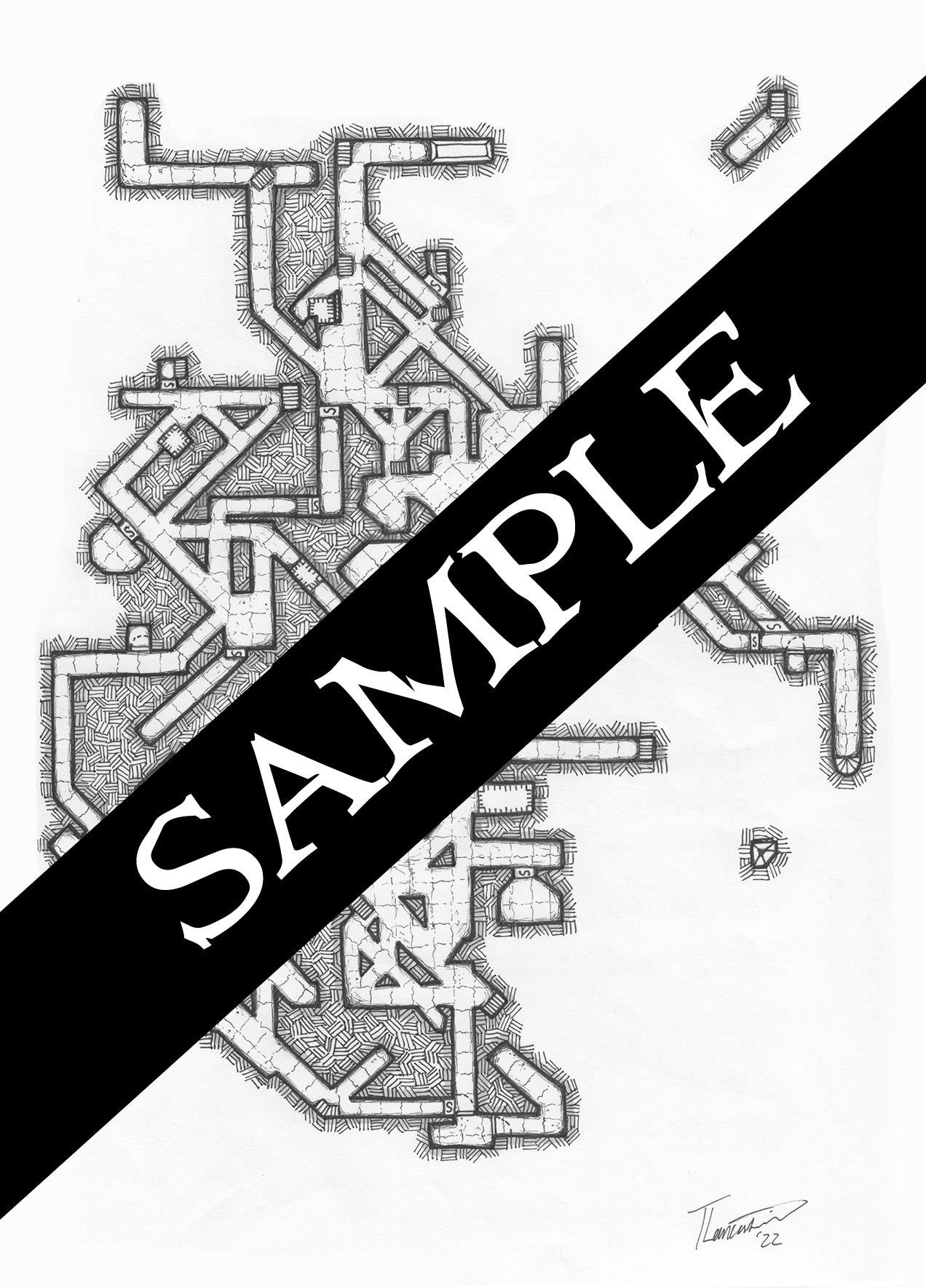 Original Hand-Drawn Tonisborg Book Dungeon Map - Level 7