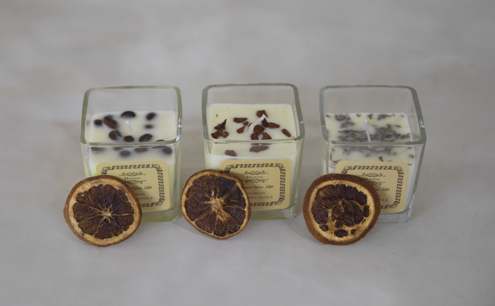 נר בזכוכית בריח וניל וקפה