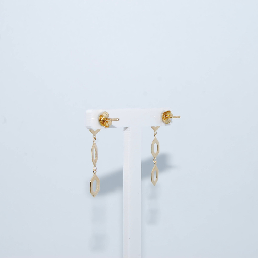 Tri - Hex Shaped Yellow Gold Studs