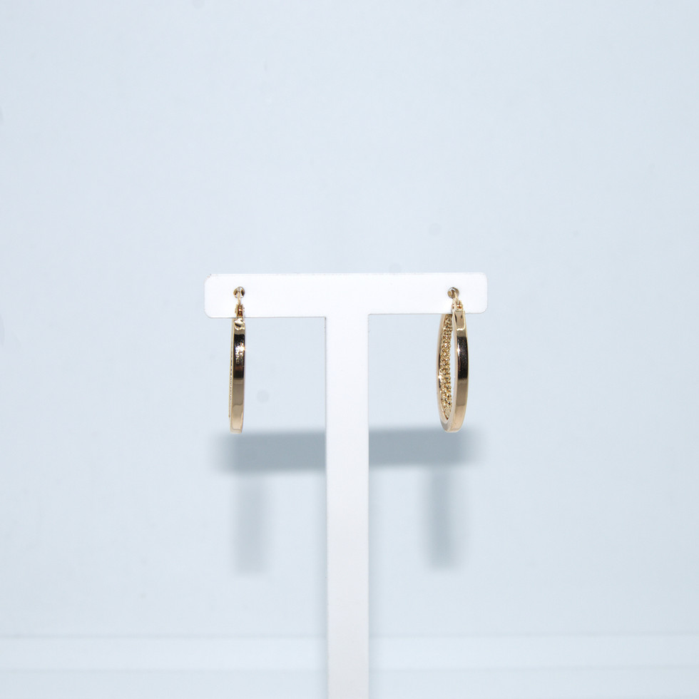 Inner Chain Elongated Yellow Gold Creole Huggies