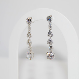Long Leaf CZ Sterling Silver Studs