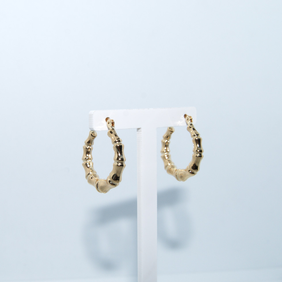 Bamboo Yellow Gold Creole Hoop Earrings