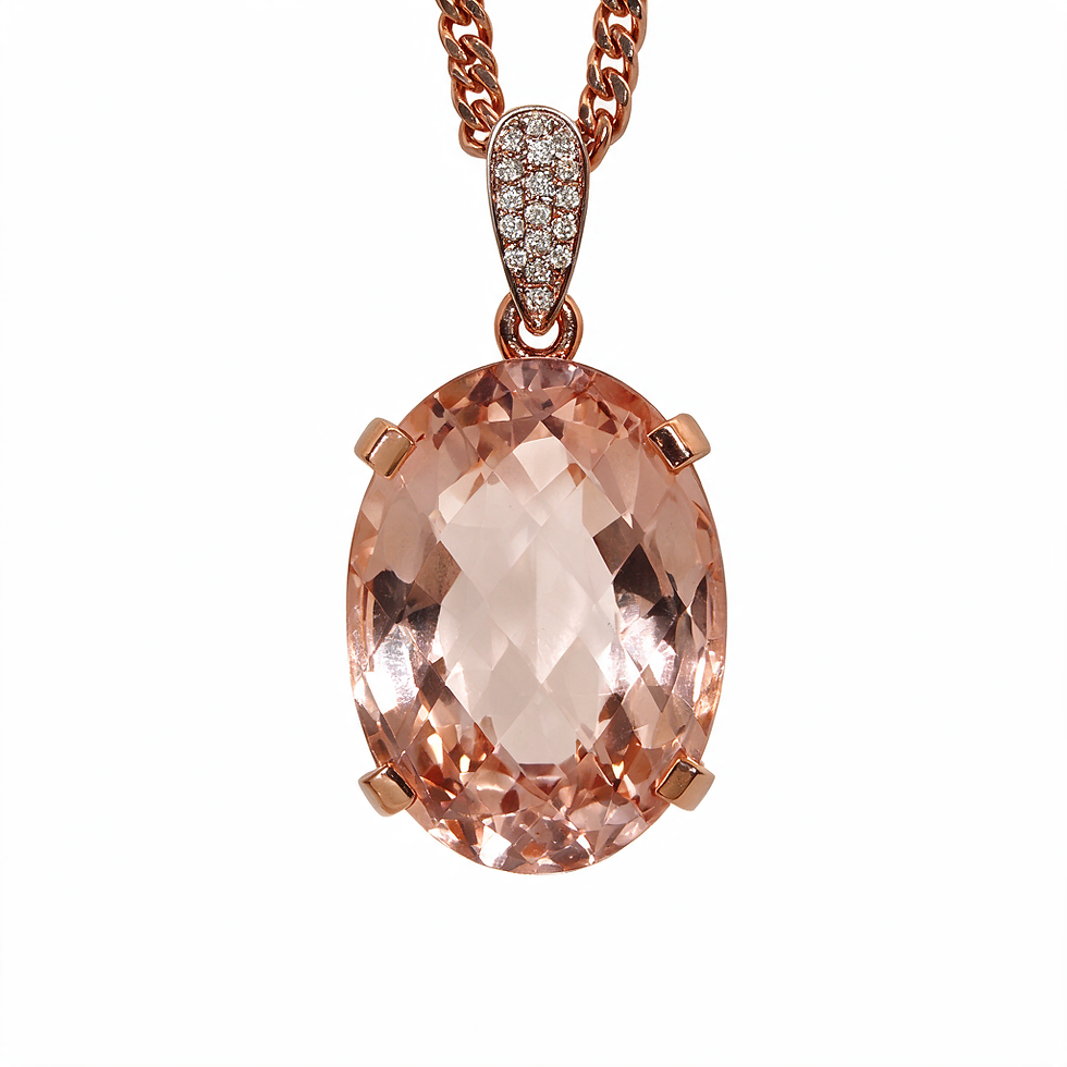 Big Oval Morganite Rose Gold Pendant