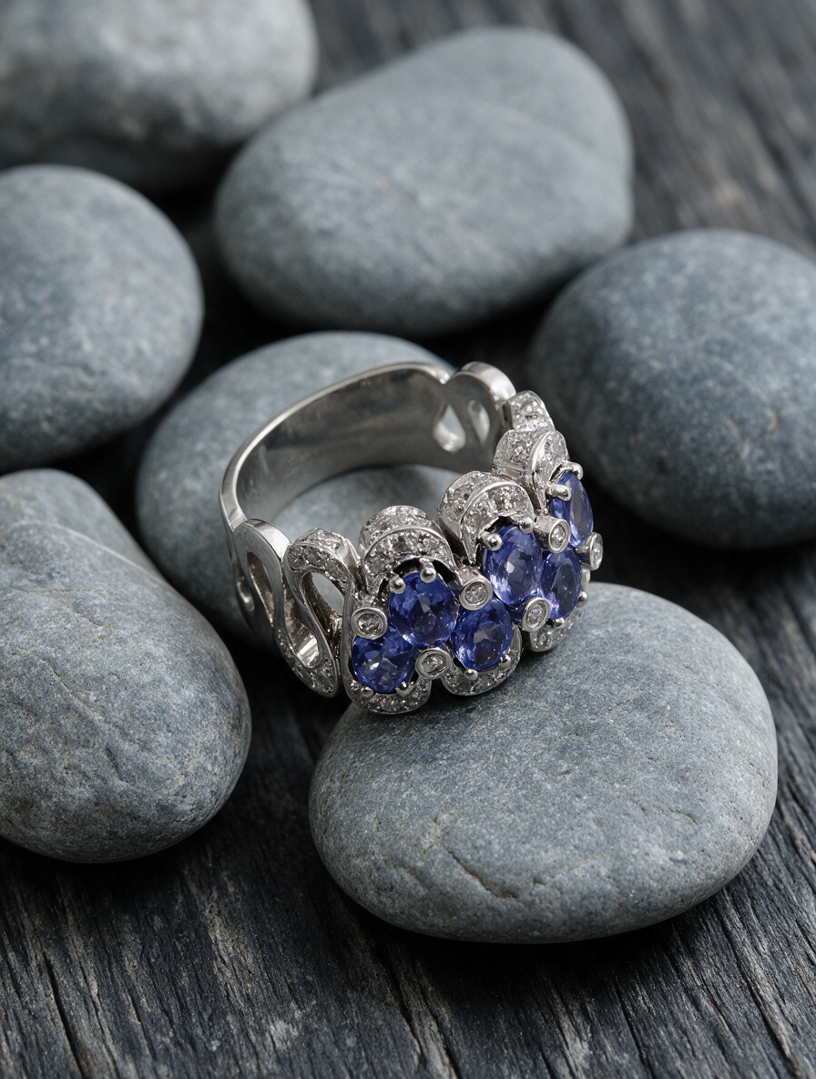 Tanzanite and Diamond White Gold Ring