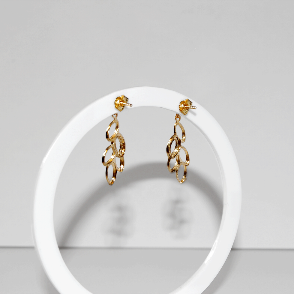 Leaf Drop Diamond Yellow Gold Studs
