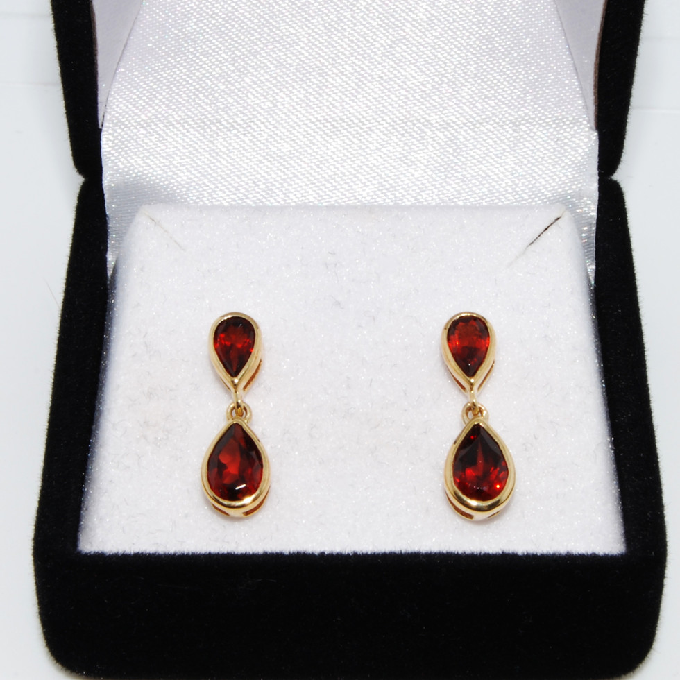 Double Pear Drop Yellow Gold Studs
