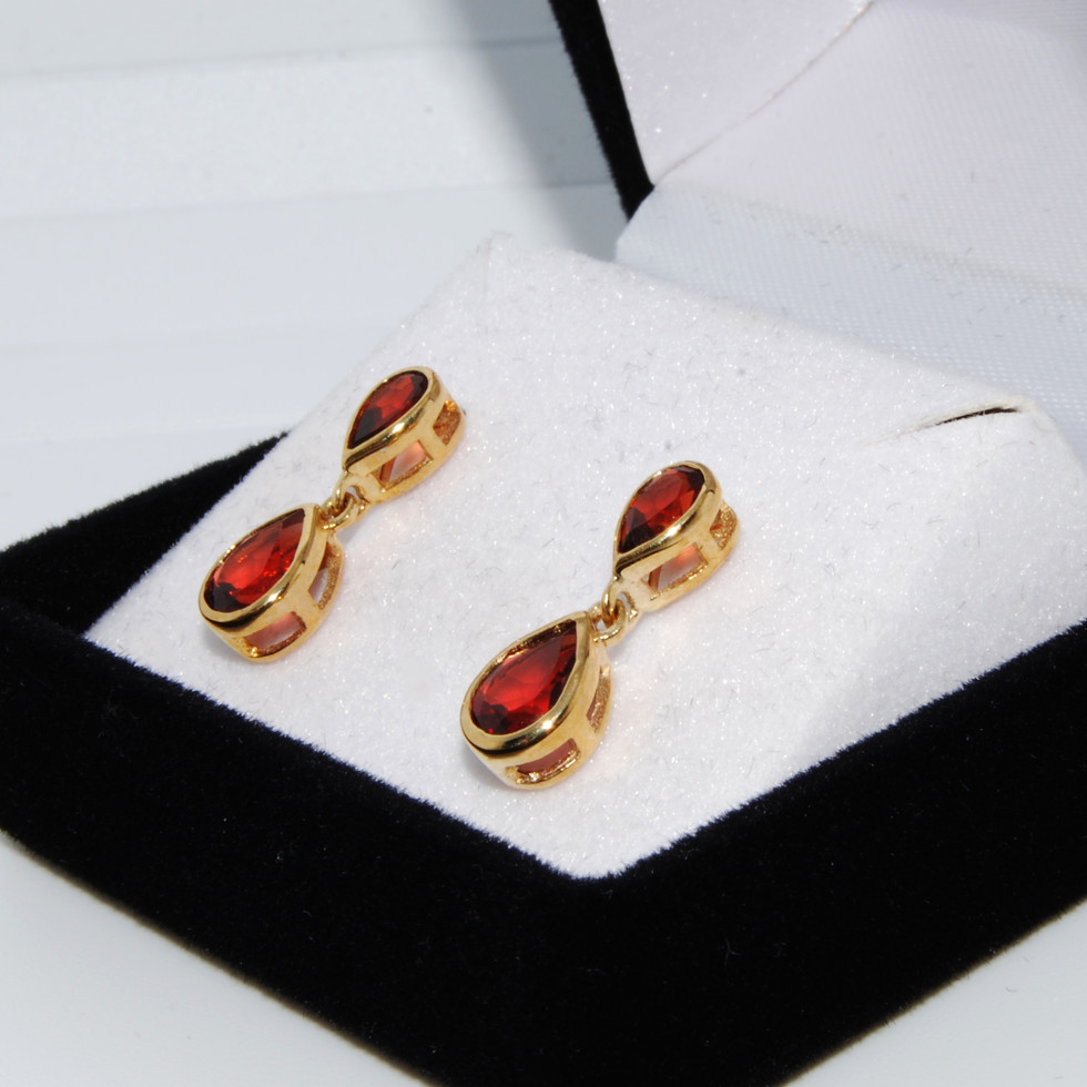 Double Pear Drop Yellow Gold Studs