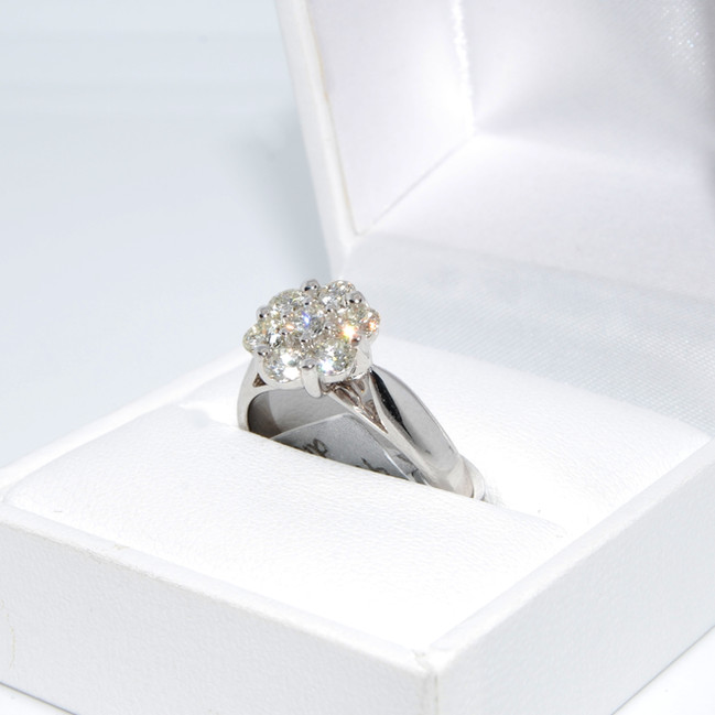 Flower Cluster Natural Diamond Ring