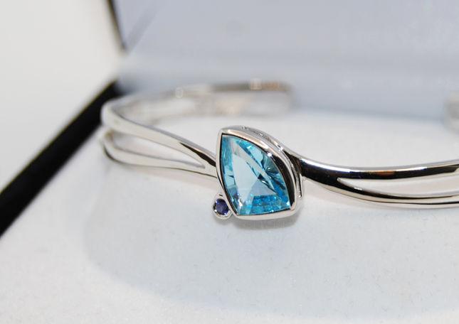 Blue Topaz Sterling Silver Bangle