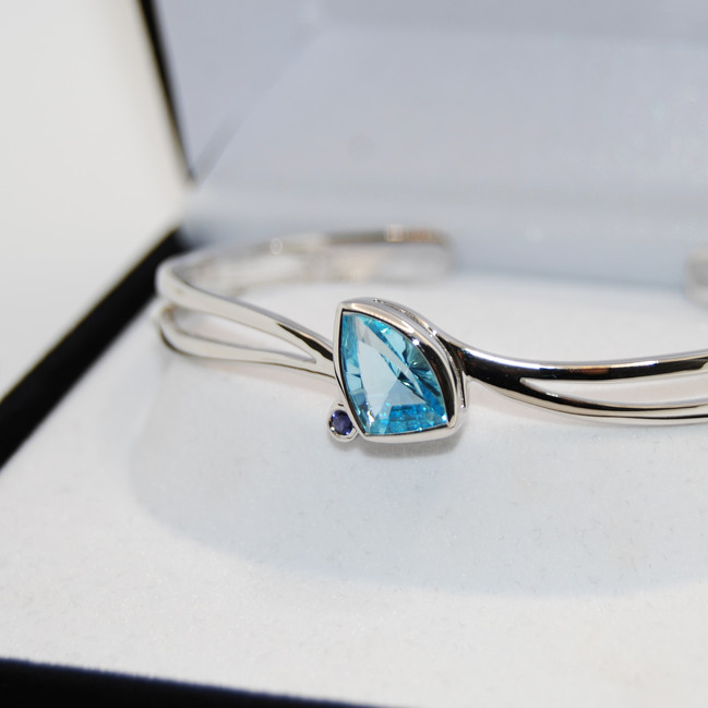 Blue Topaz Sterling Silver Bangle