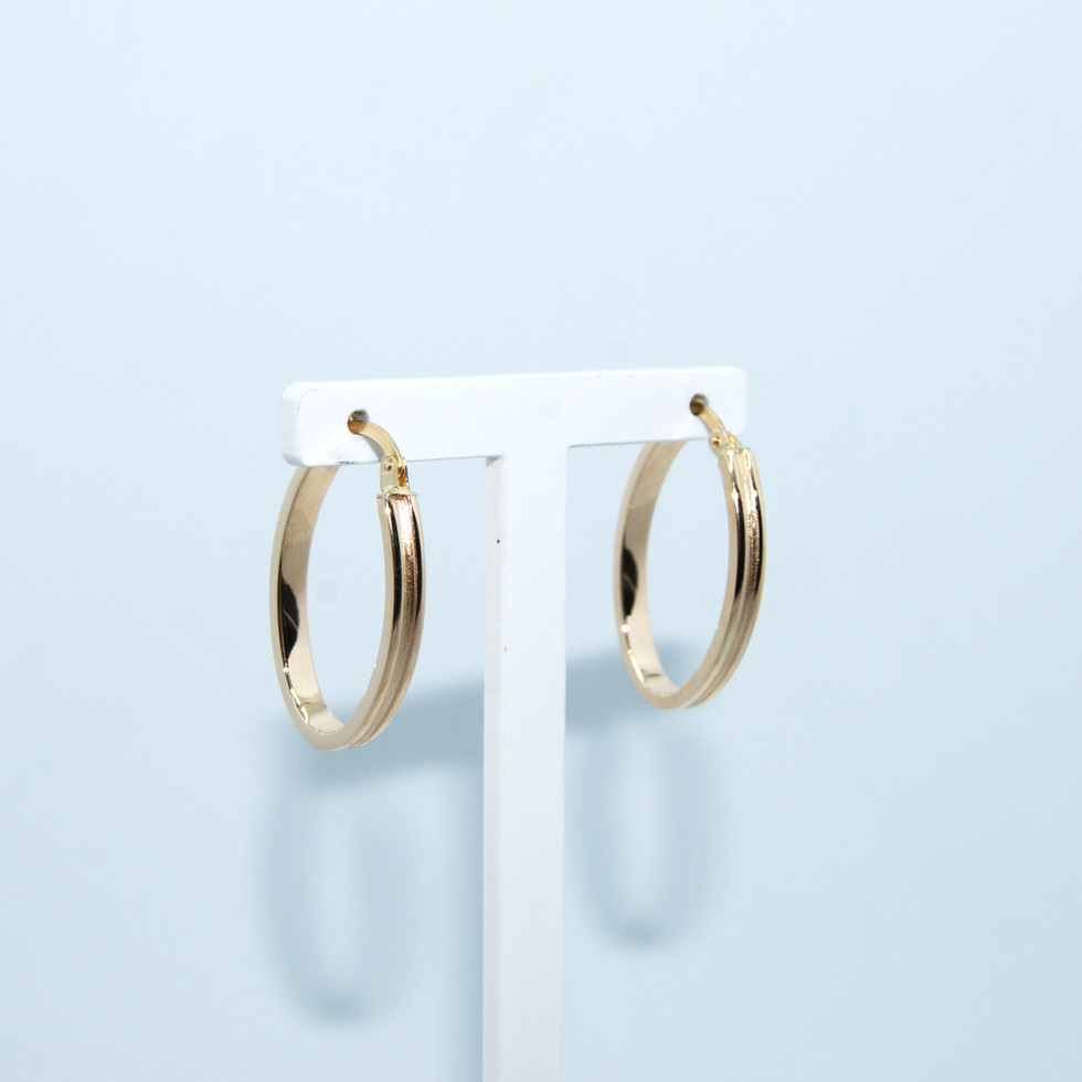 Elongated Textured Yellow Gold Hoops