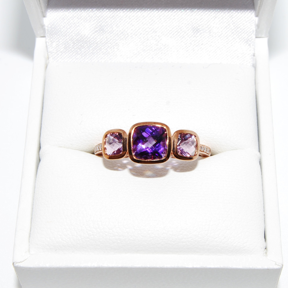 Lavender Amethyst and Diamond Rose Gold Ring