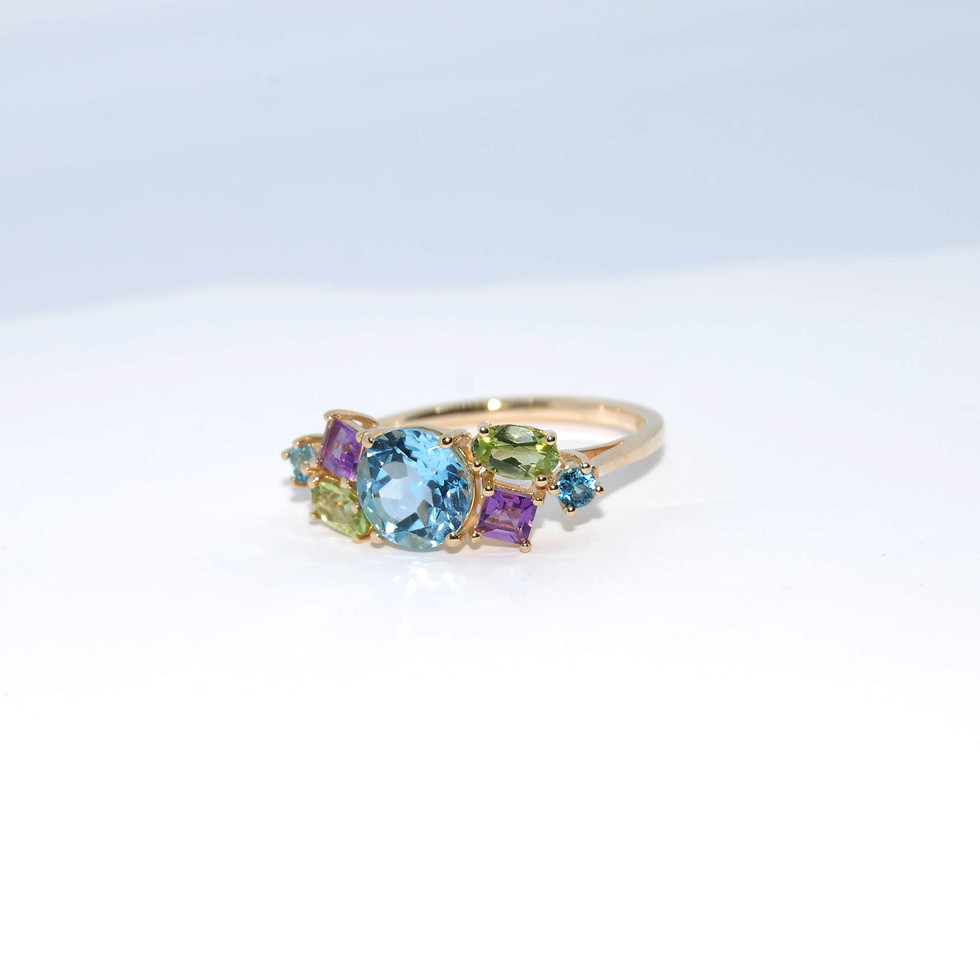 Multi -Colour Gem Yellow Gold Dress Ring