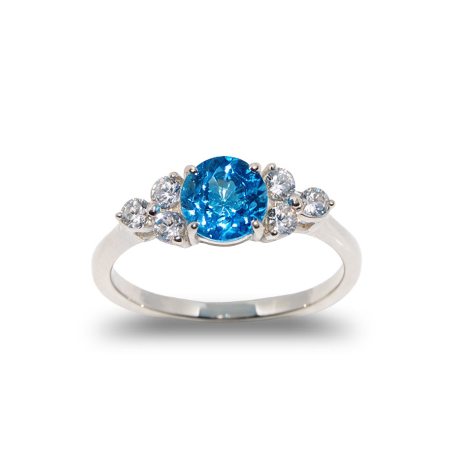 Bright Blue Topaz and Cubic Zirconia Dress Ring