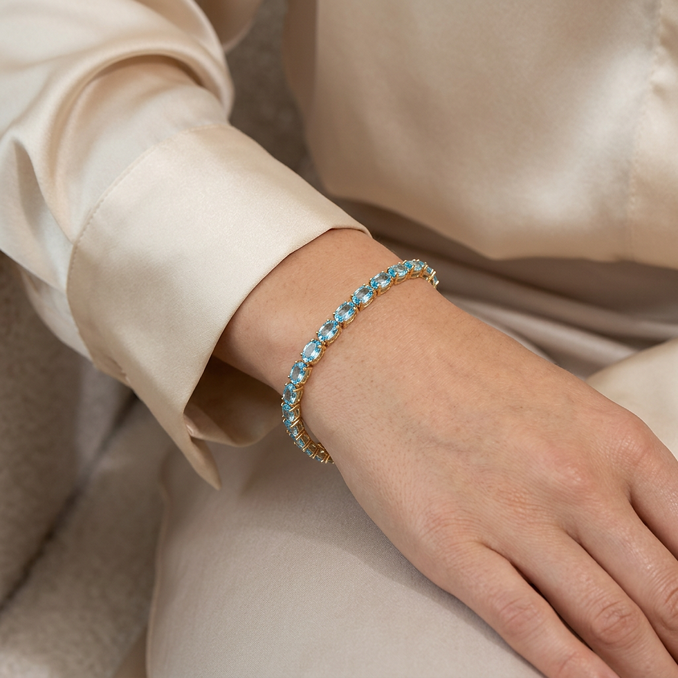 Blue Topaz Yellow Gold Tennis Bracelet
