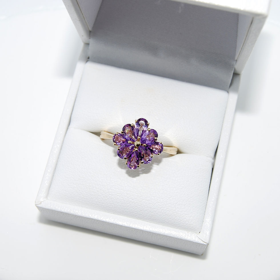 Amethyst Flower Cluster Yellow Gold Ring