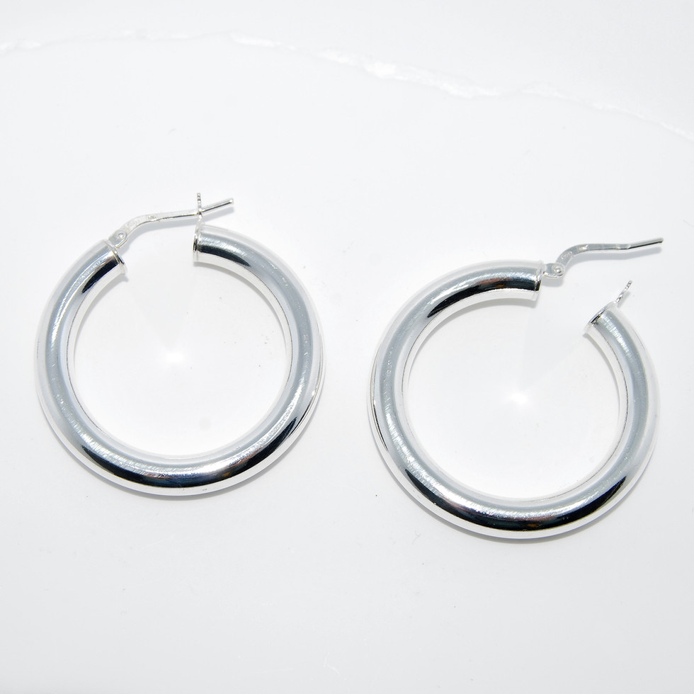 25mm Thick Essential Silver Creole Hoops