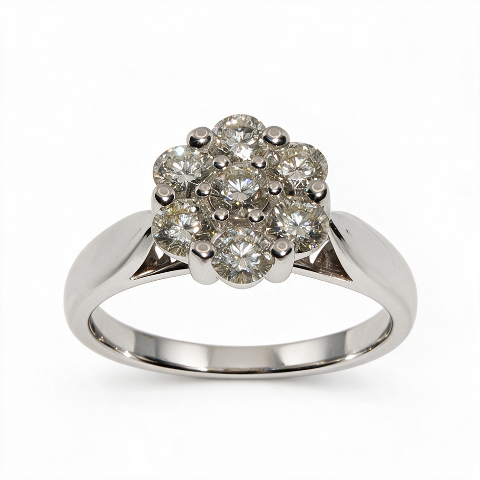 Flower Cluster Natural Diamond Ring