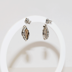 Smokey Quartz and CZ Sterling Silver Studs
