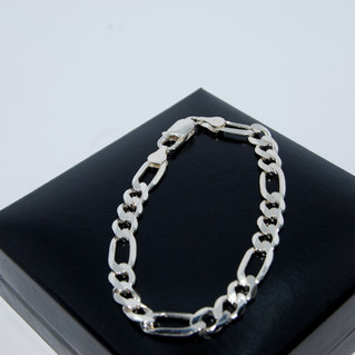 19cm Bevel Figaro Sterling Silver Bracelet