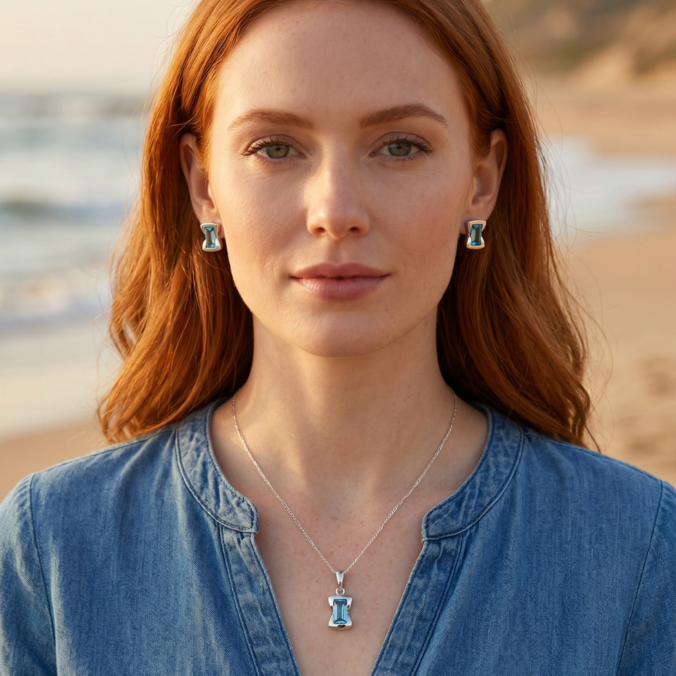 Blue Topaz Hour Glass Set