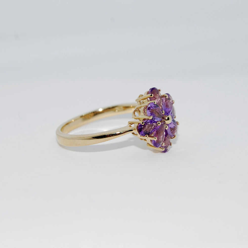 Amethyst Flower Cluster Yellow Gold Ring