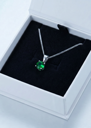 Emerald 5mm May Birthstone Silver Pendant