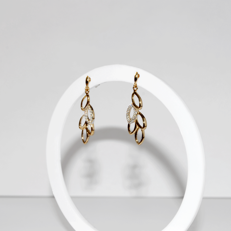 Leaf Drop Diamond Yellow Gold Studs