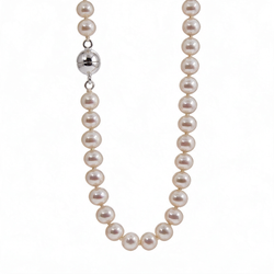 White Pearl Sterling Silver Magnetic Clasp Necklace