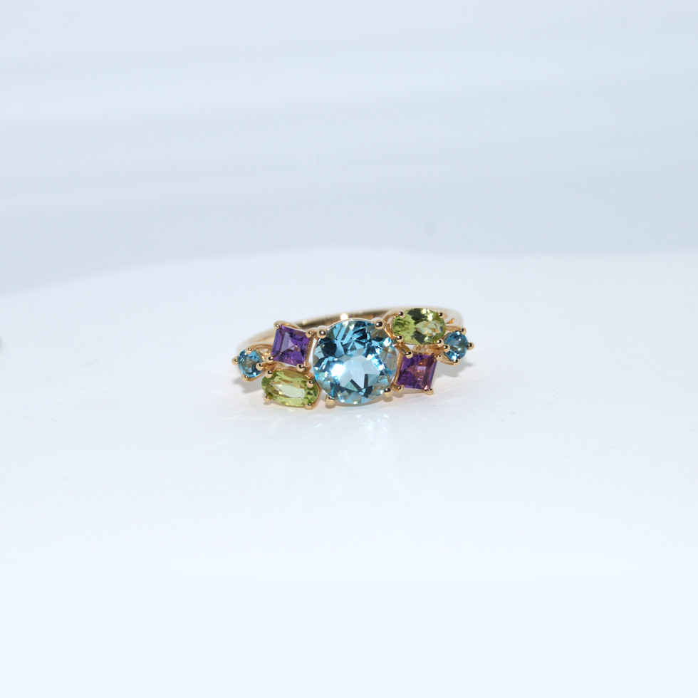 Multi -Colour Gem Yellow Gold Dress Ring