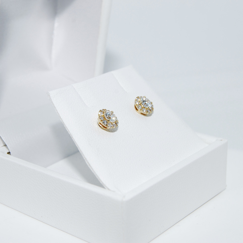 Halo Lab Diamond Yellow Gold Studs