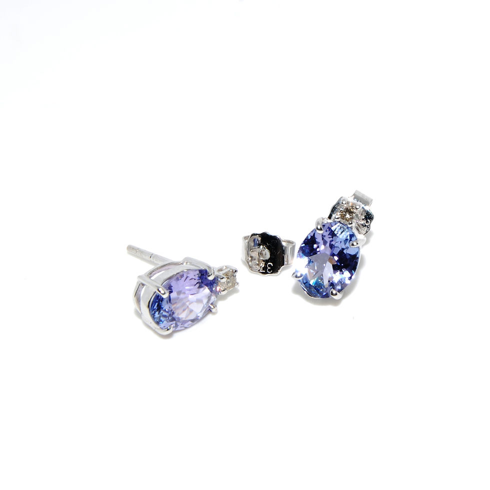 White Gold Tanzanite and Diamond Studs
