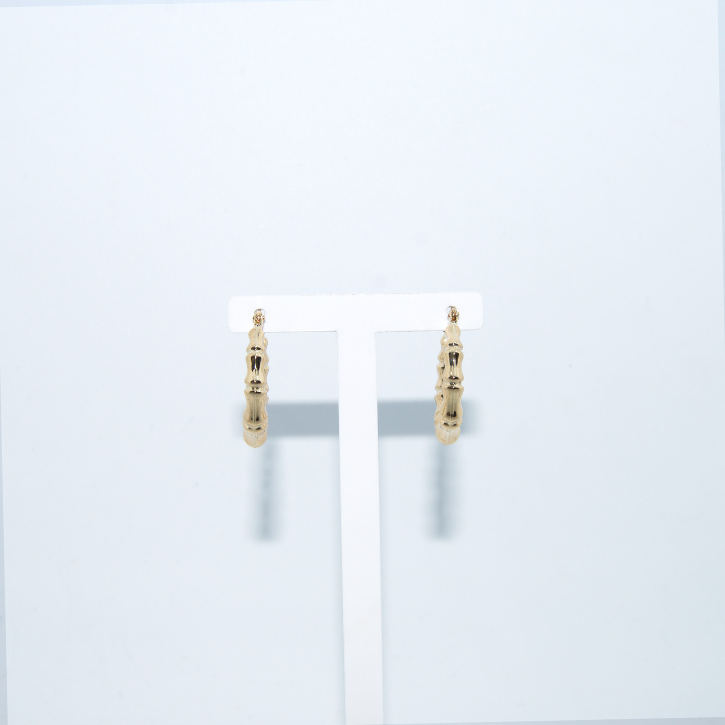 Bamboo Yellow Gold Creole Hoop Earrings