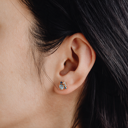 Blue Topaz Cluster 9ct Yellow Gold Stud Earrings