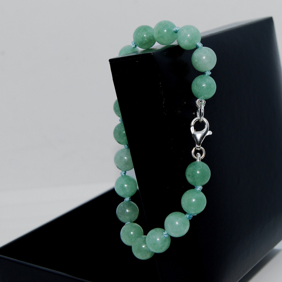 Jade Green Chalcedony Stone Bead Bracelet