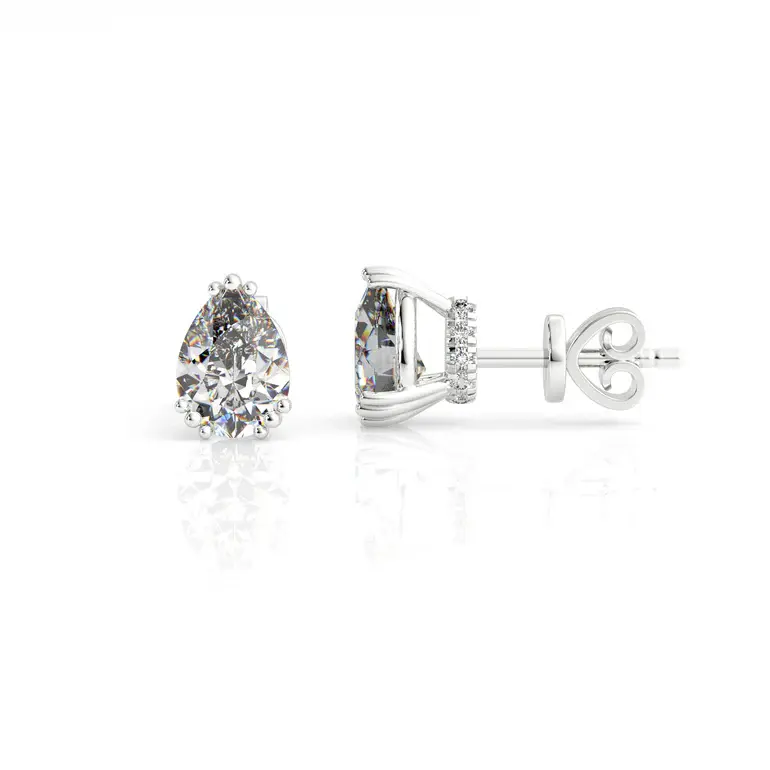 Elegant Essentials Pear Cut Hidden Halo Stud Earrings
