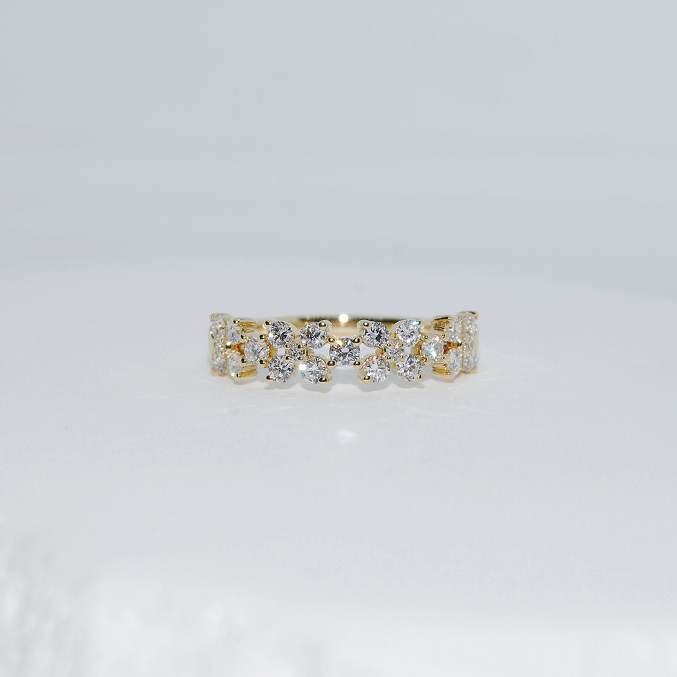 Yellow Gold Flower Eternity Lab Diamond Ring