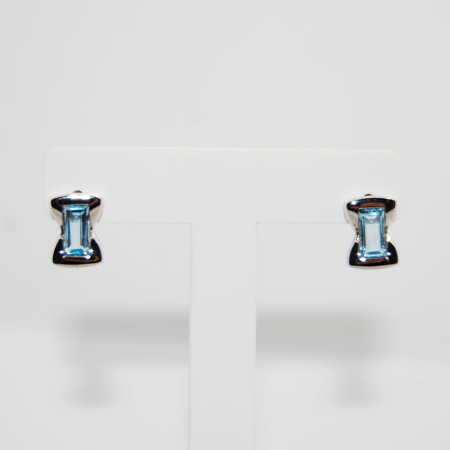 Hour Glass Blue Topaz Sterling Silver Studs