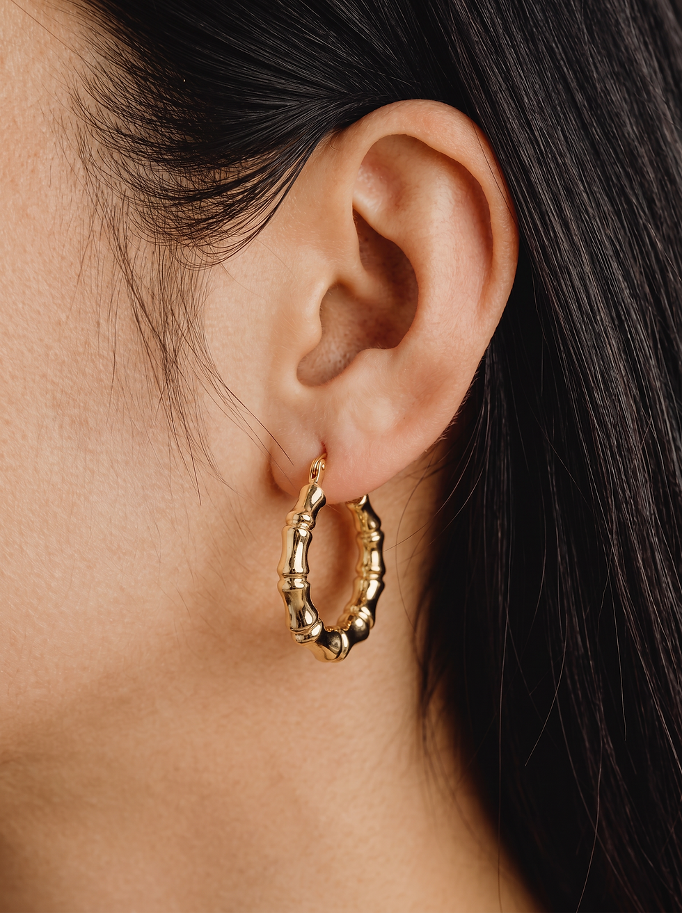 Bamboo Yellow Gold Creole Hoop Earrings
