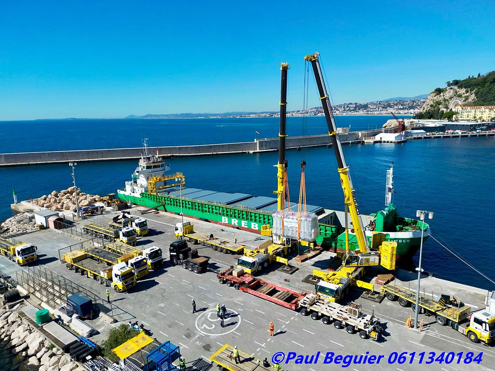Unloading an heavy lift cargo by our MCM stevedores in Nice
