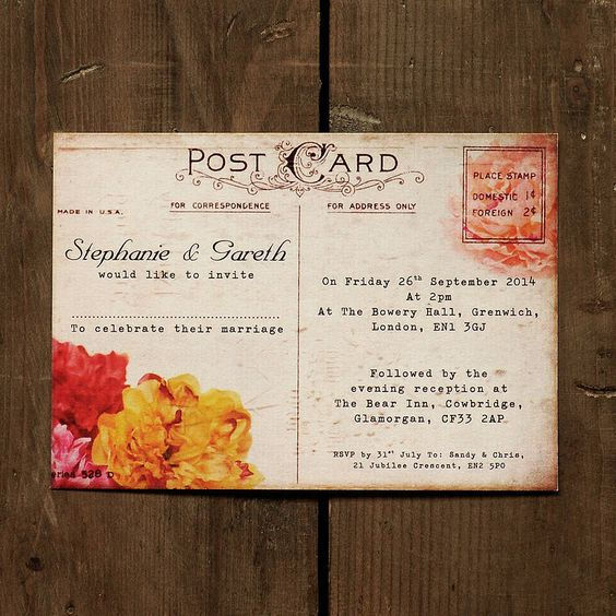 Inspiration: Postcard wedding invitation