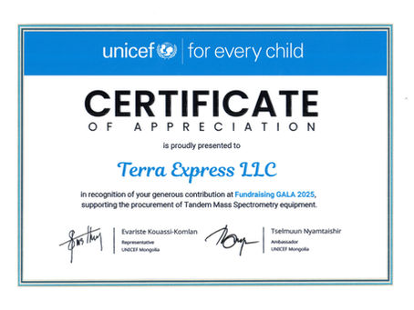 Тера Экспресс компани нь "НҮБ-ын Хүүхдийн сан"-д хандив өргөлөө